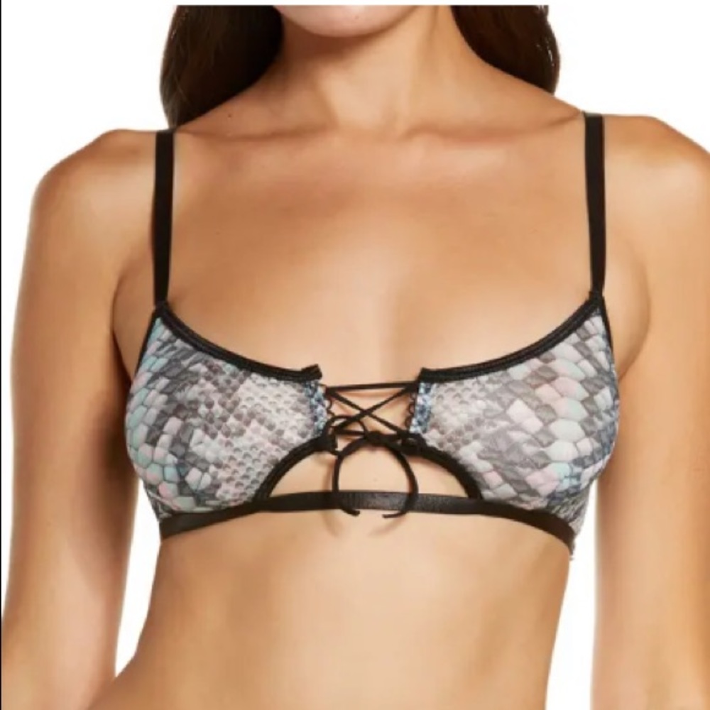 HAUTY Snake Charmer Print Mesh Bra